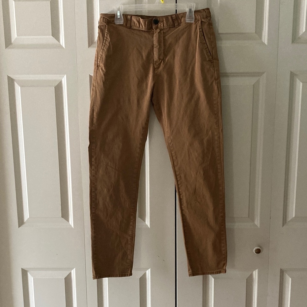 Pac Sun mens pants 34/30 tan khaki 4 pocket skinny straight leg cotton spandex